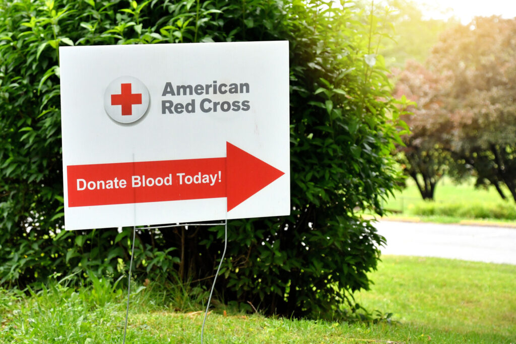 American Red Cross blood donation sign