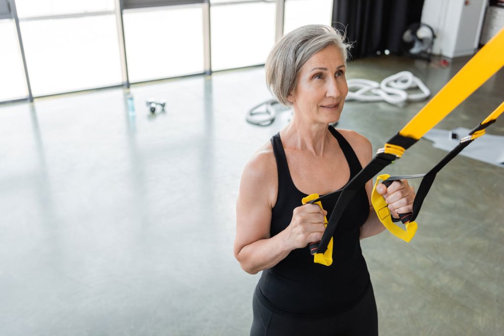 high-angle-view-of-fit-senior-woman older adult female working out