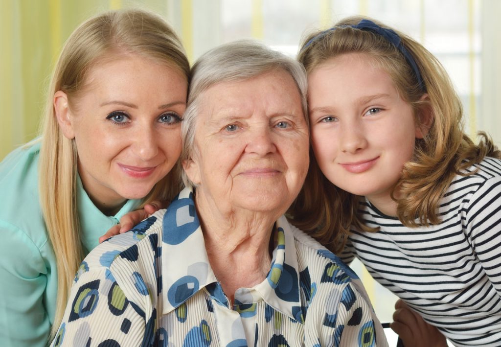 grandma-with-grandchildren grandmother with two grand daughters